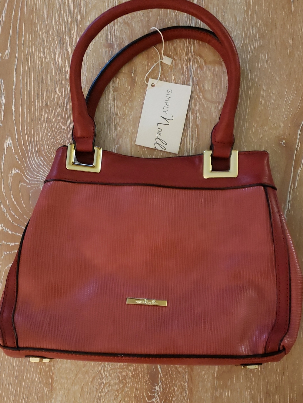 Simply Noelle Brick Red Structured Shoulder Bag